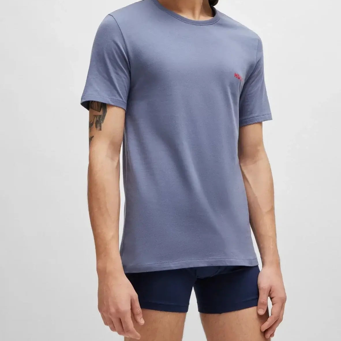 HUGO Triple Pack Crew Neck T Shirt - White / Blue / Navy - 100% Cotton