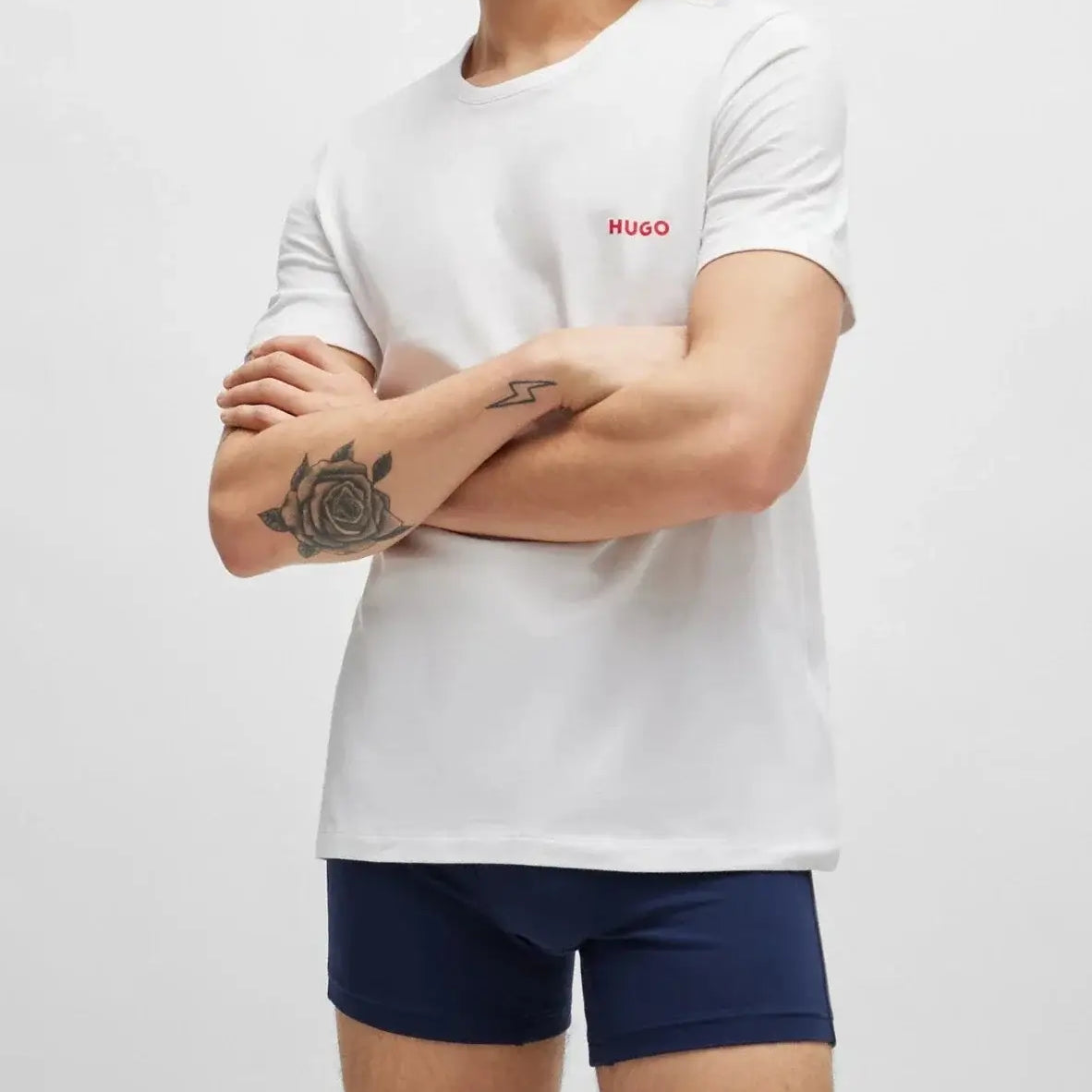 HUGO Triple Pack Crew Neck T Shirt - White / Blue / Navy - 100% Cotton