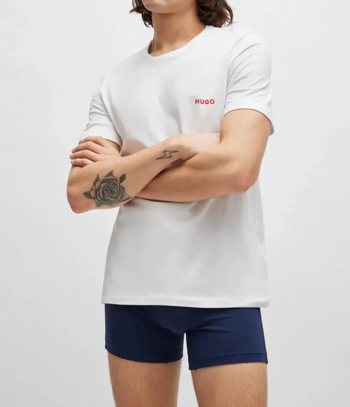 HUGO Triple Pack Crew Neck T Shirt - White / Blue / Navy - 100% Cotton