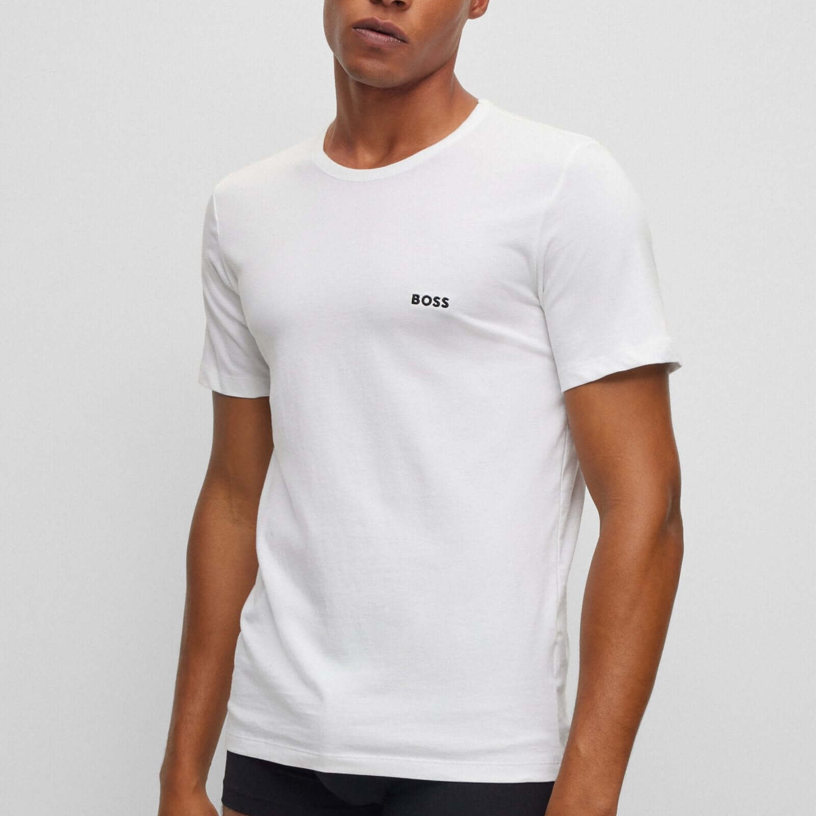 Boss 3 Pack Regular Fit Cotton T-Shirts Logo Embroidered - Green/Black/white