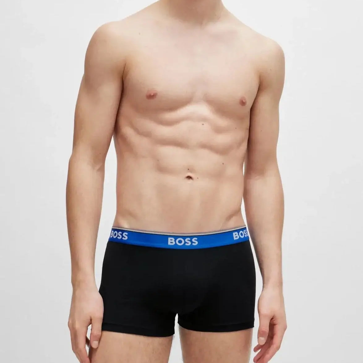 Boss 3 Pack of Stretch-Cotton Trunks - Black with Coloured Waistbands