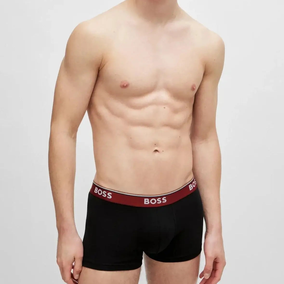 Boss 3 Pack of Stretch-Cotton Trunks - Black with Coloured Waistbands