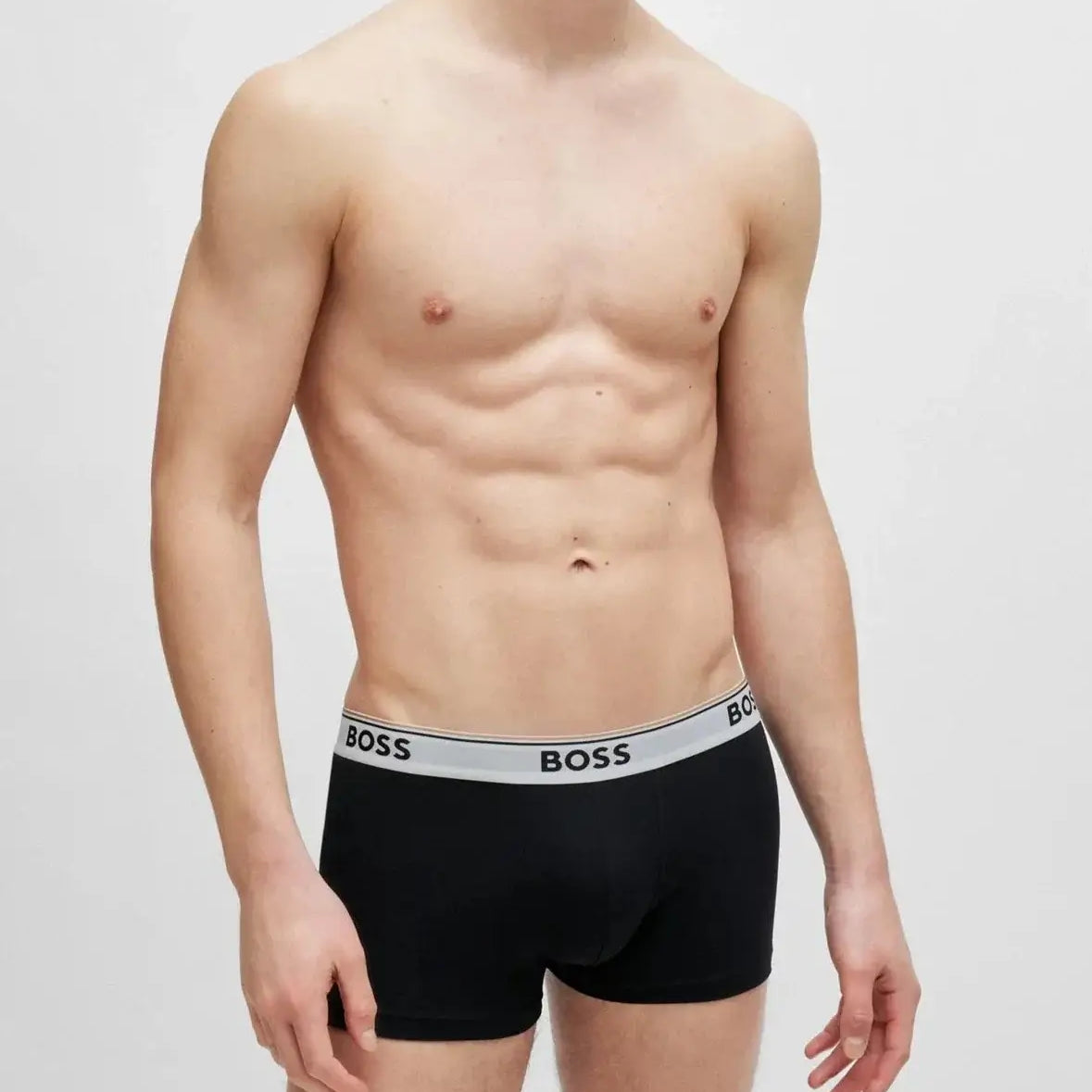 Boss 3 Pack of Stretch-Cotton Trunks - Black with Coloured Waistbands