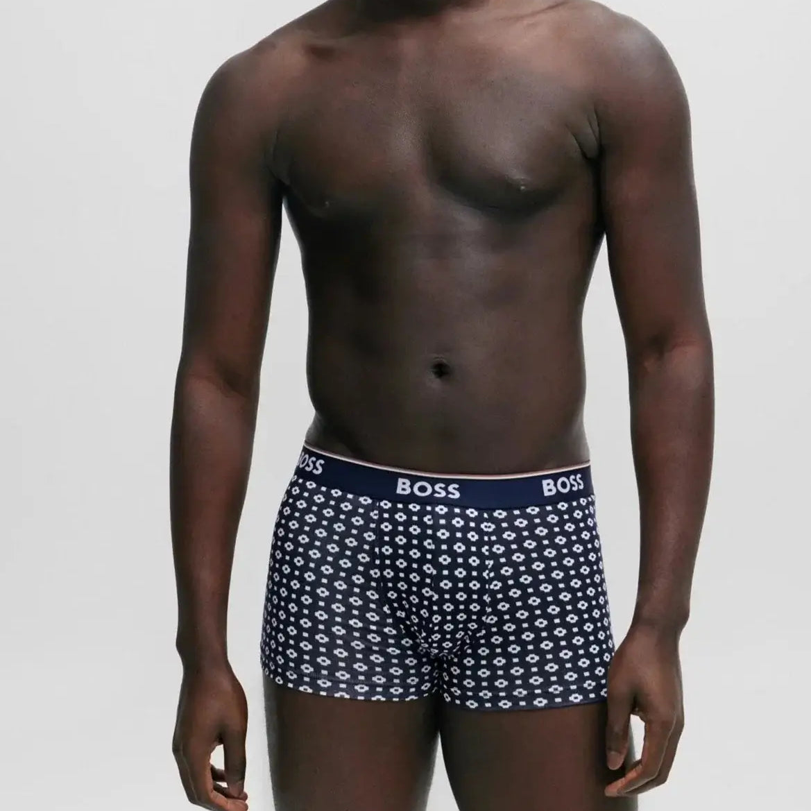 Boss 3 Pack of Stretch-Cotton Trunks - Black / Blue Design Print