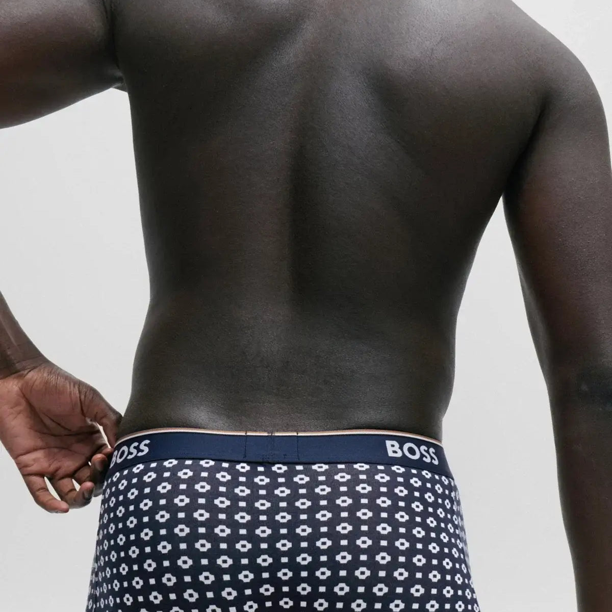 Boss 3 Pack of Stretch-Cotton Trunks - Black / Blue Design Print