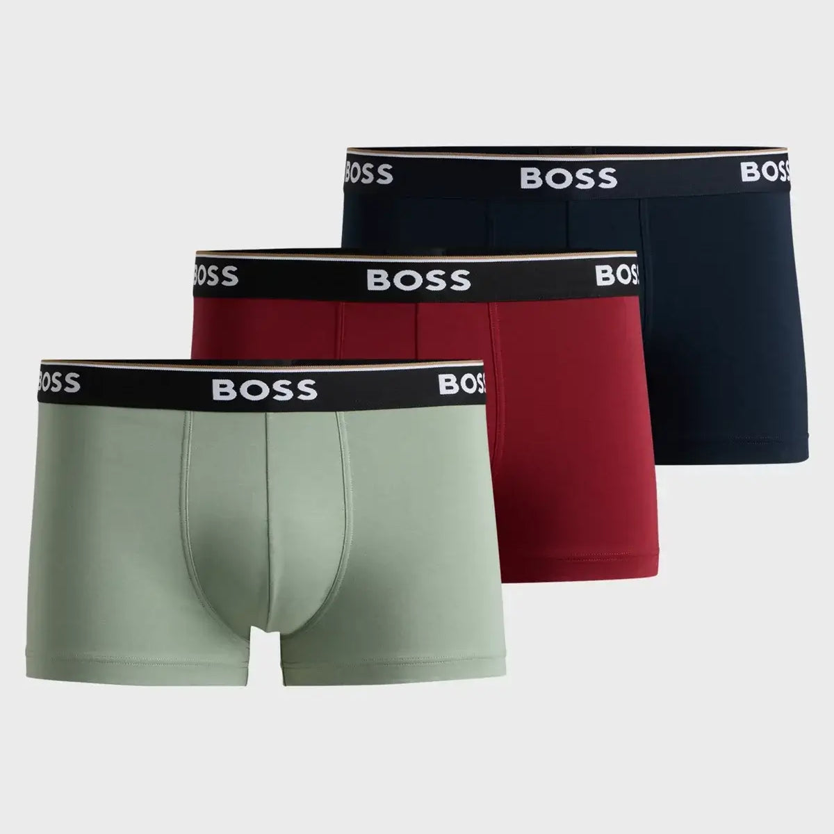 Boss 3 Pack of Stretch-Cotton Power Boxer Trunks - Red/Blue/Green