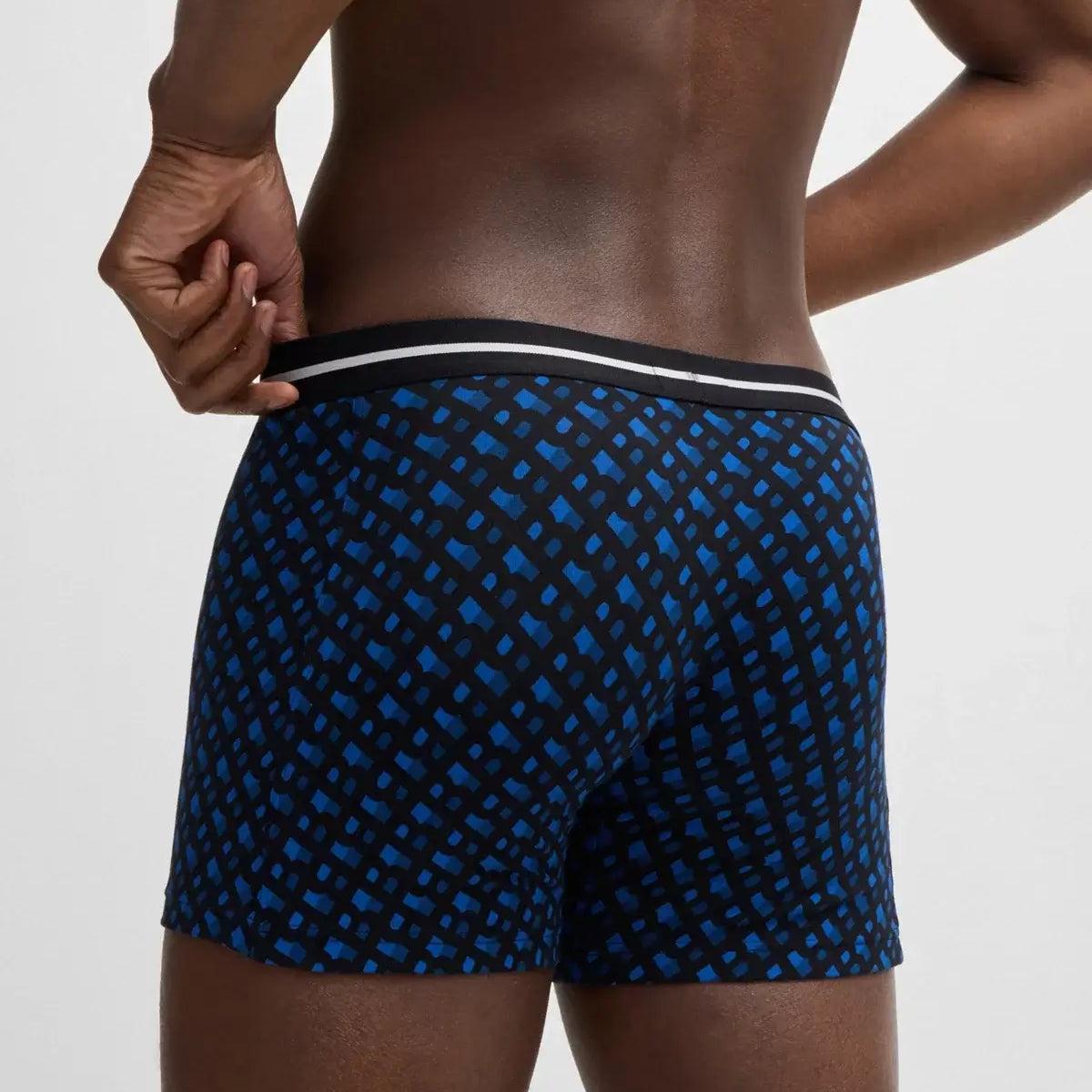 Boss Three-pack of stretch-cotton boxer briefs - Black/Blue Design