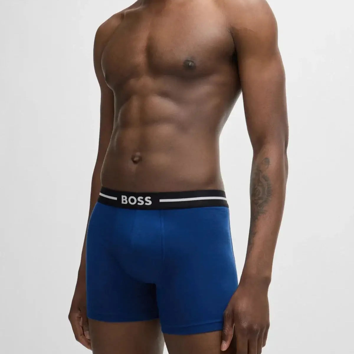 Boss Three-pack of stretch-cotton boxer briefs - Black/Blue Design