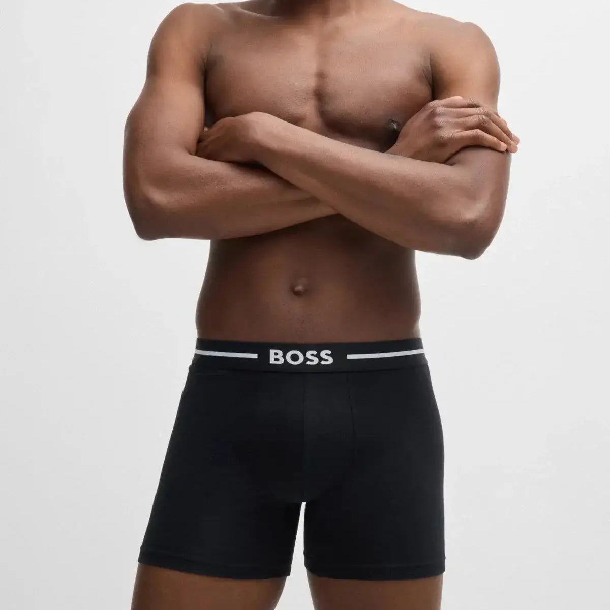 Boss Three-pack of stretch-cotton boxer briefs - Black/Blue Design
