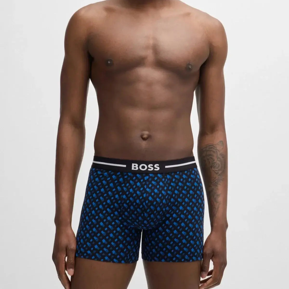 Boss Three-pack of stretch-cotton boxer briefs - Black/Blue Design