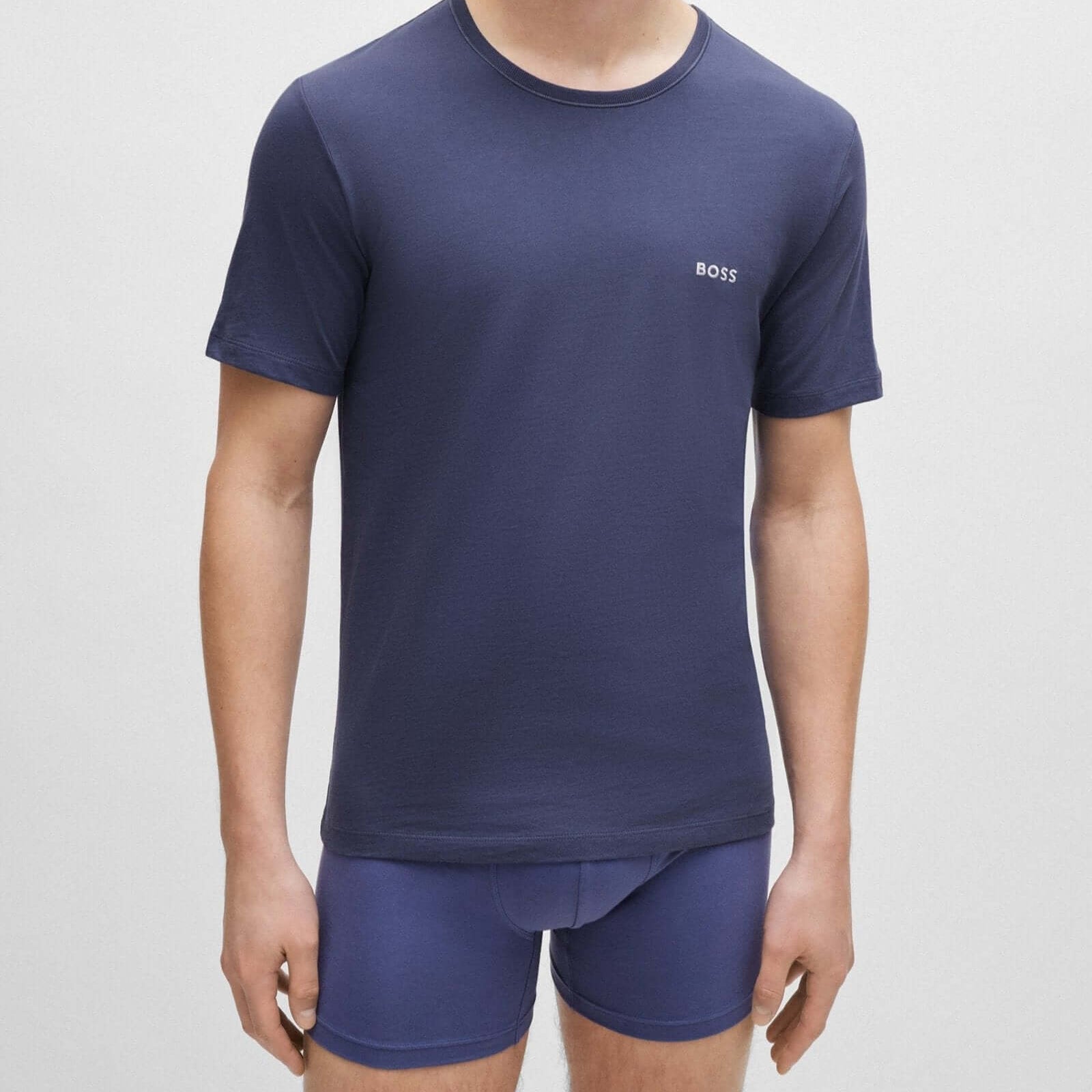 Boss 3 Pack Cotton Underwear T-Shirts With Logo Embroidered - Red / Blue / Dark Blue