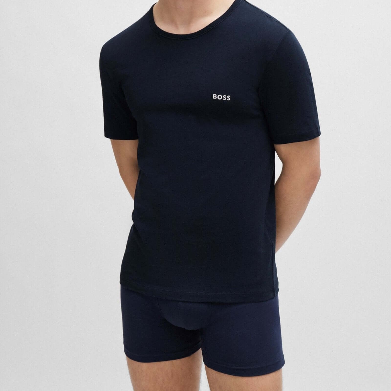 Boss 3 Pack Cotton Underwear T-Shirts With Logo Embroidered - Red / Blue / Dark Blue