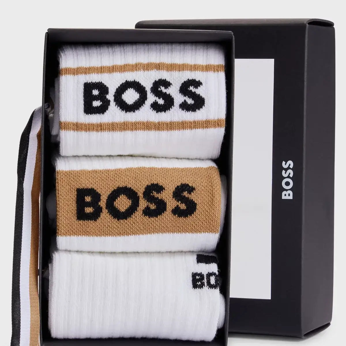 Boss 3 Pack Cotton Socks Gift Box -White