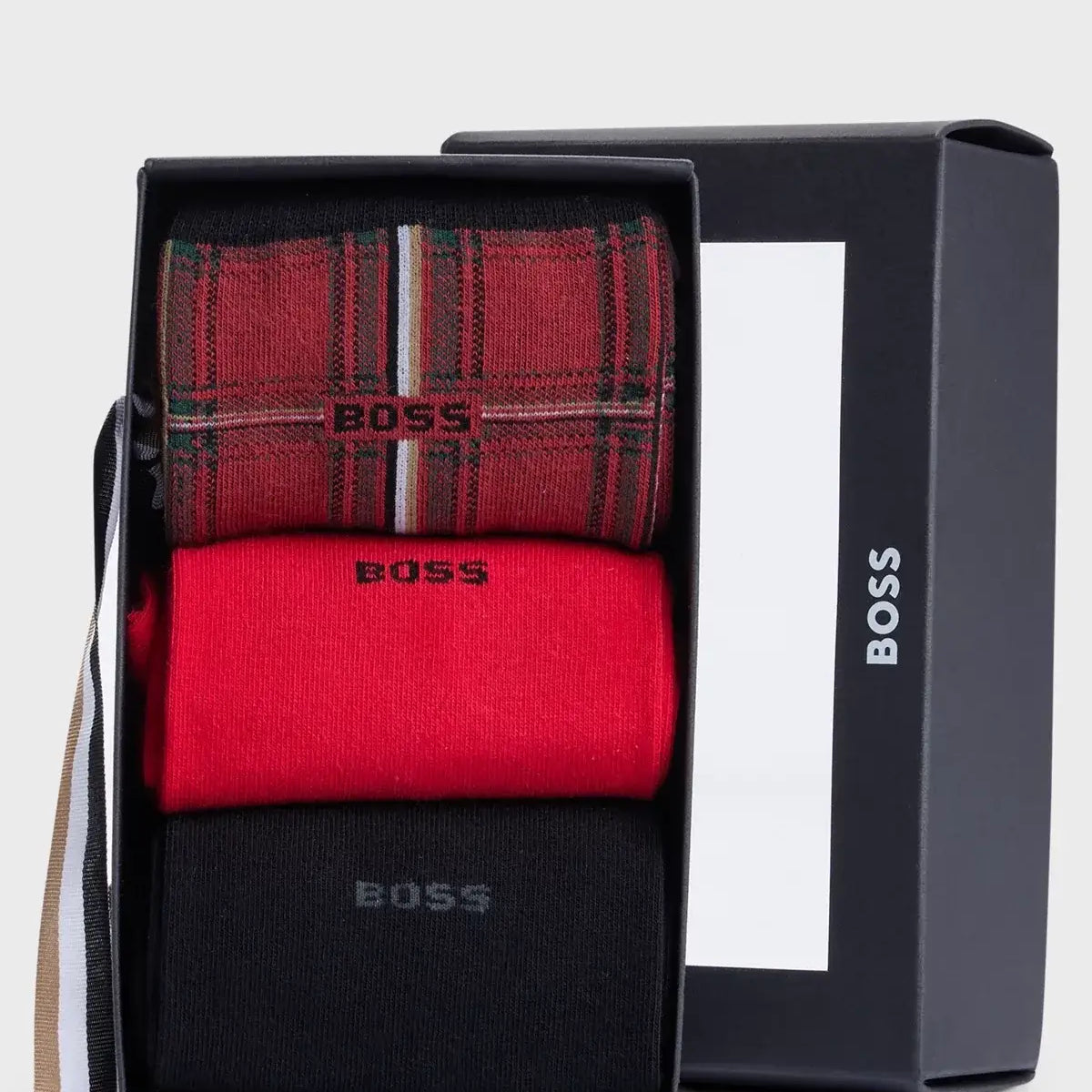 Boss 3 Pack Sock Gift Box - Black/Red