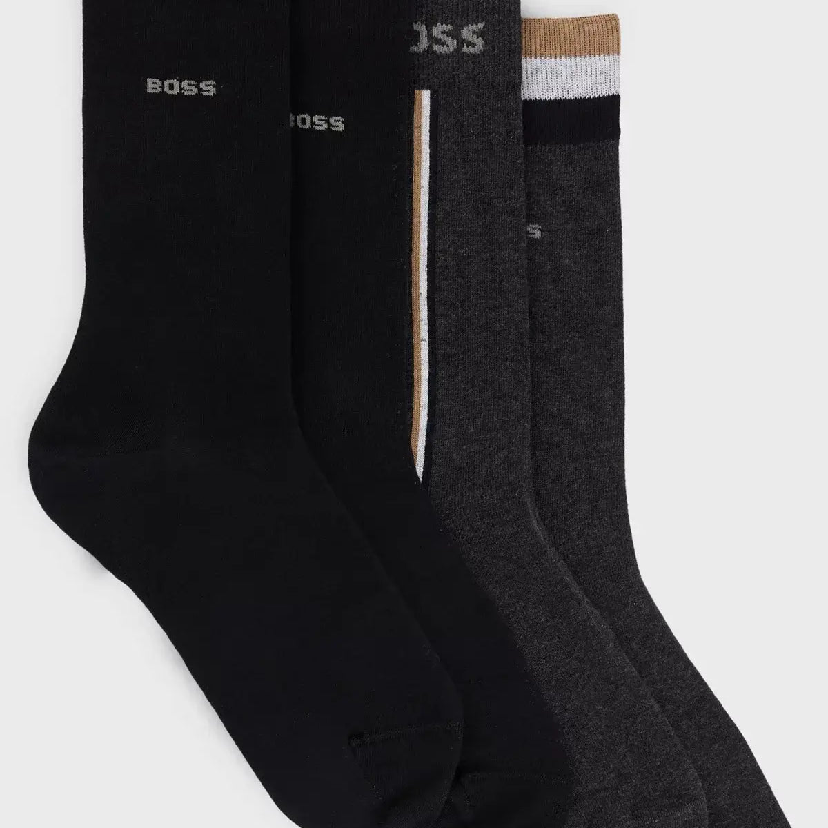 BOSS Four-pack of regular-length socks in a cotton blend - Black / Grey