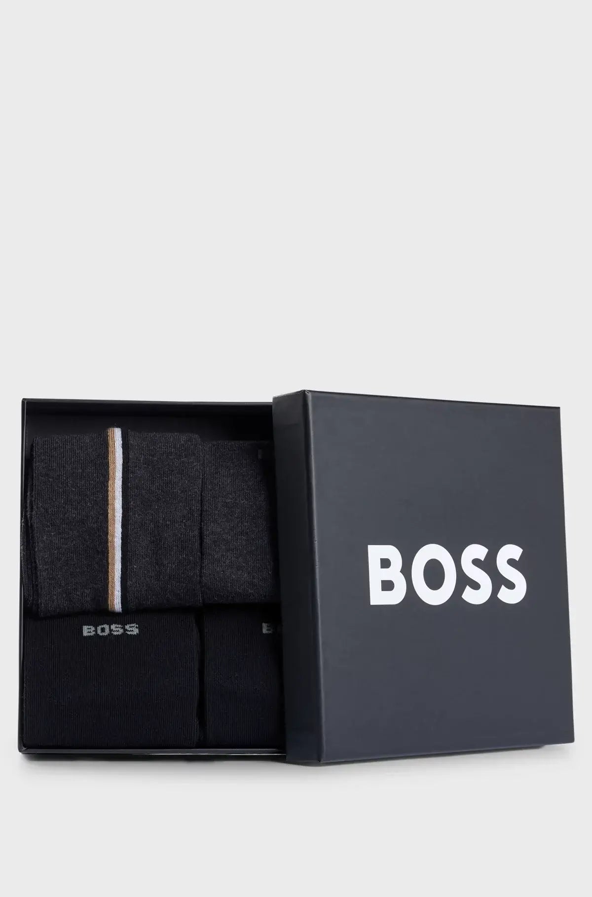 BOSS Four-pack of regular-length socks in a cotton blend - Black / Grey