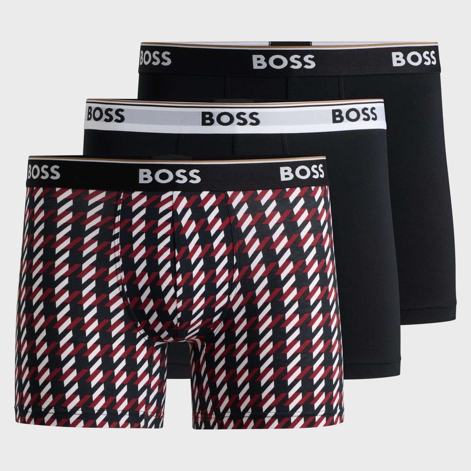 Boss 3 Pack of Stretch Cotton Power Boxer Briefs - Black Design