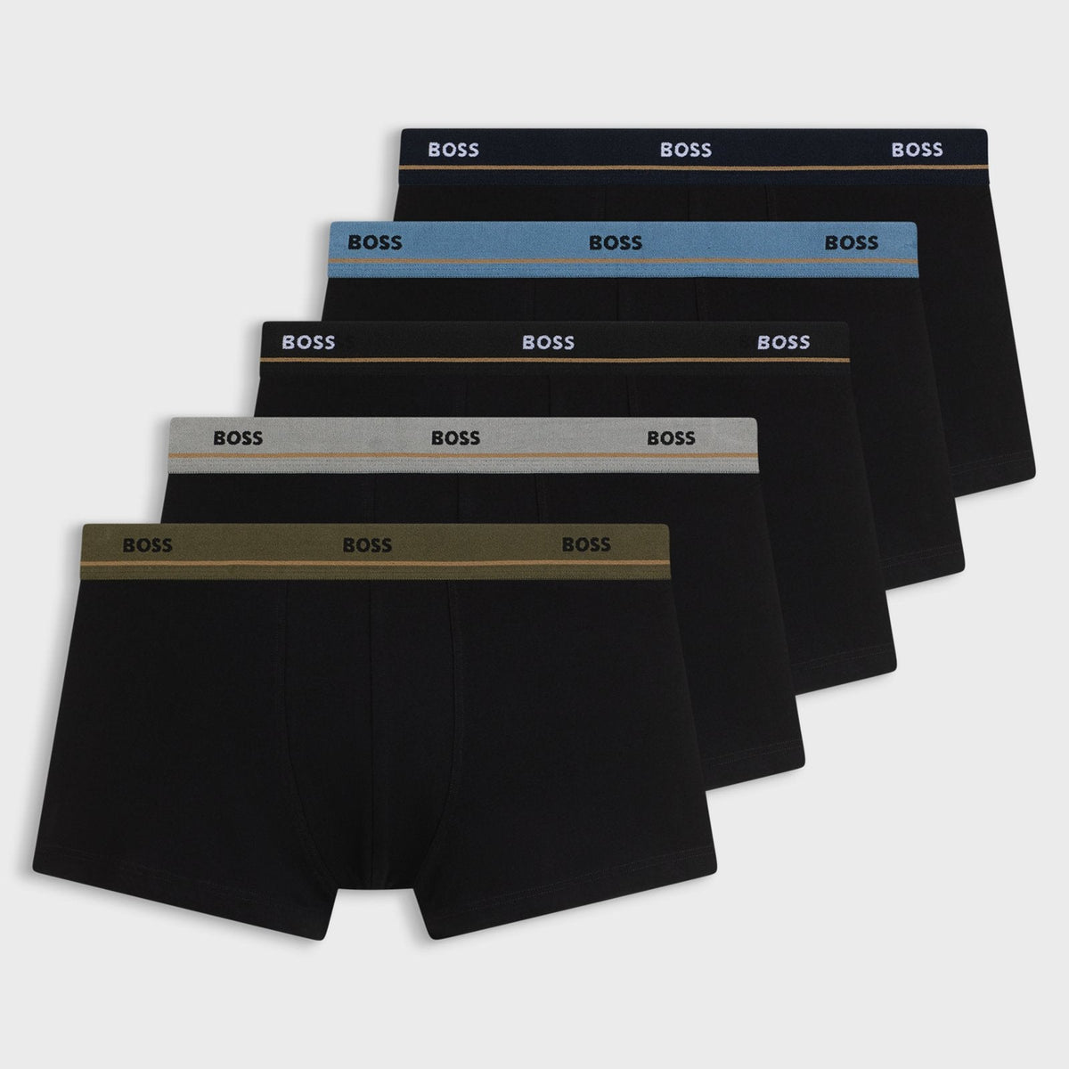 BOSS Essential 5 Pack Stretch Cotton Trunks Black