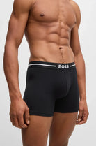 Boss Three-pack of stretch-cotton boxer briefs with logo - Black/ Pattern