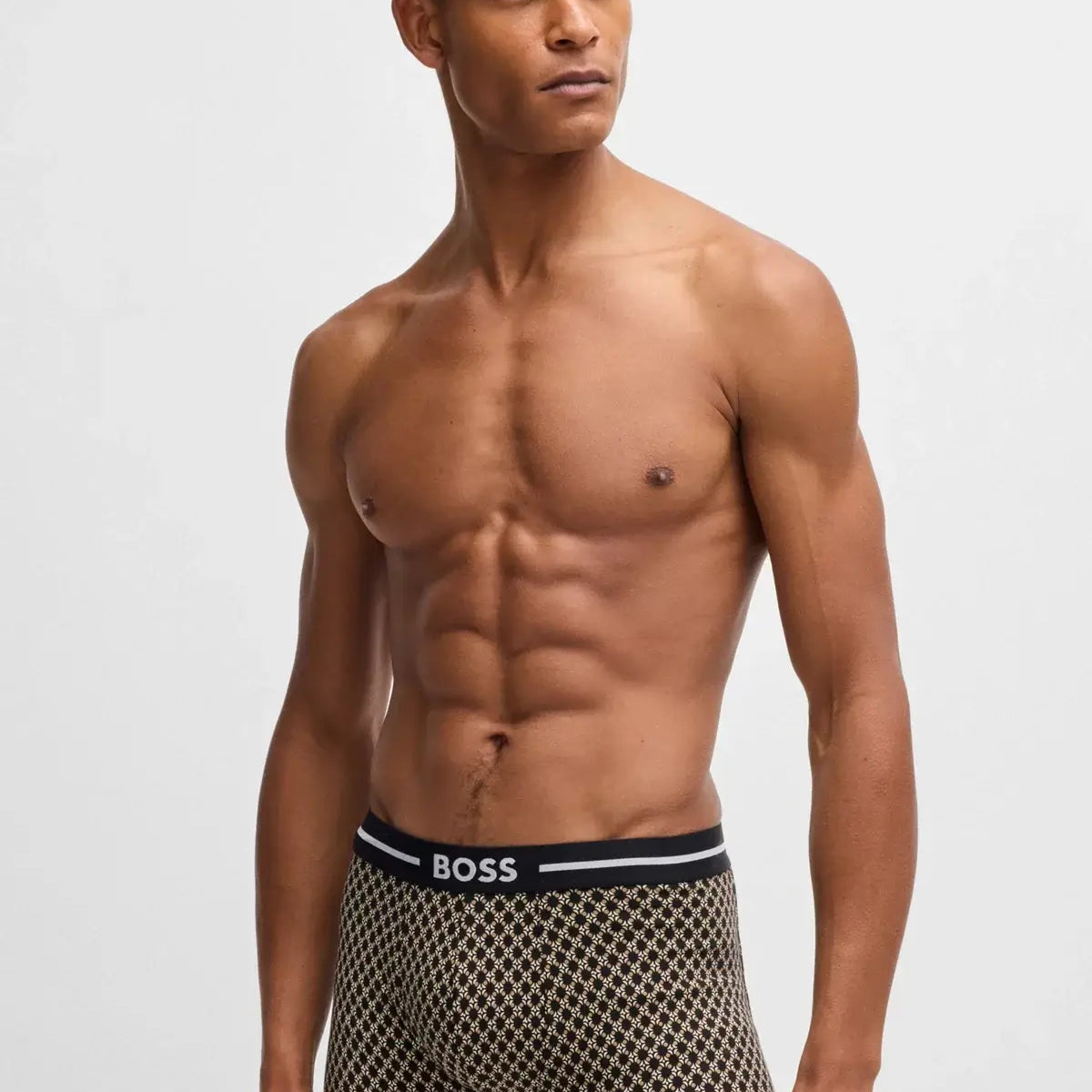 Boss Three-pack of stretch-cotton boxer briefs with logo - Black/ Pattern