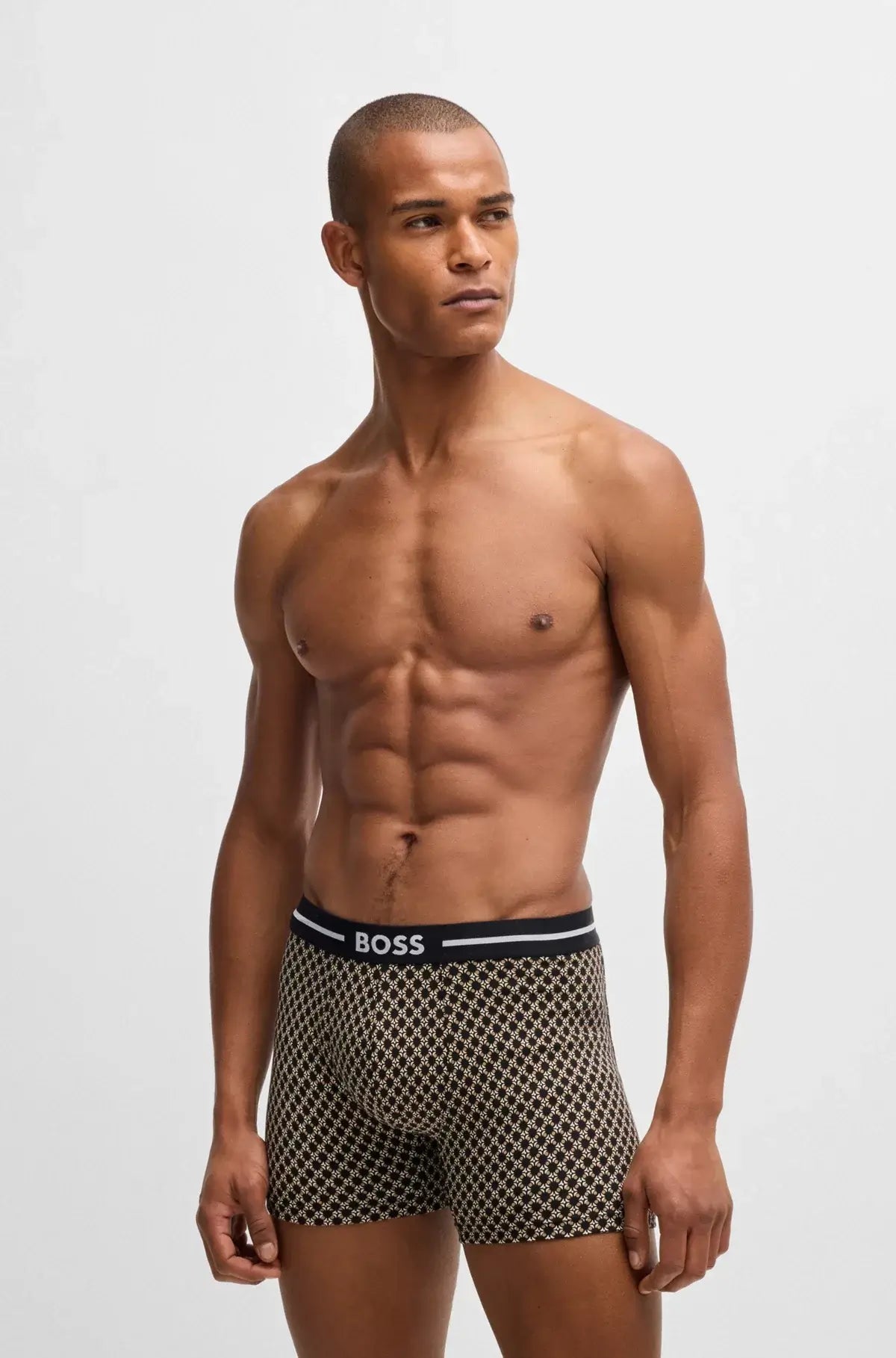 Boss Three-pack of stretch-cotton boxer briefs with logo - Black/ Pattern