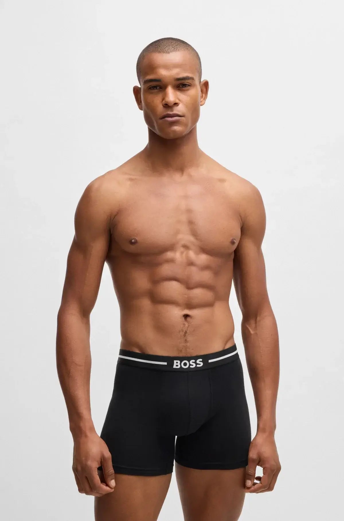 Boss Three-pack of stretch-cotton boxer briefs with logo - Black/ Pattern