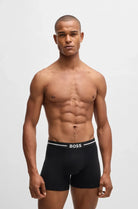 Boss Three-pack of stretch-cotton boxer briefs with logo - Black/ Pattern
