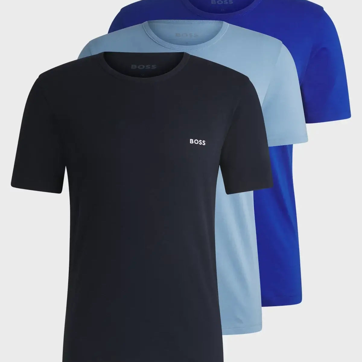 Boss 3 Pack Cotton Underwear T-Shirts With Logo Embroidered - Blue/Black