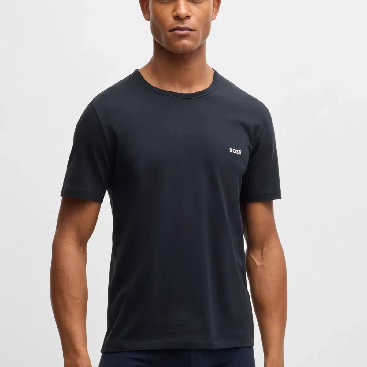 Boss 3 Pack Cotton Underwear T-Shirts With Logo Embroidered - Blue/Black