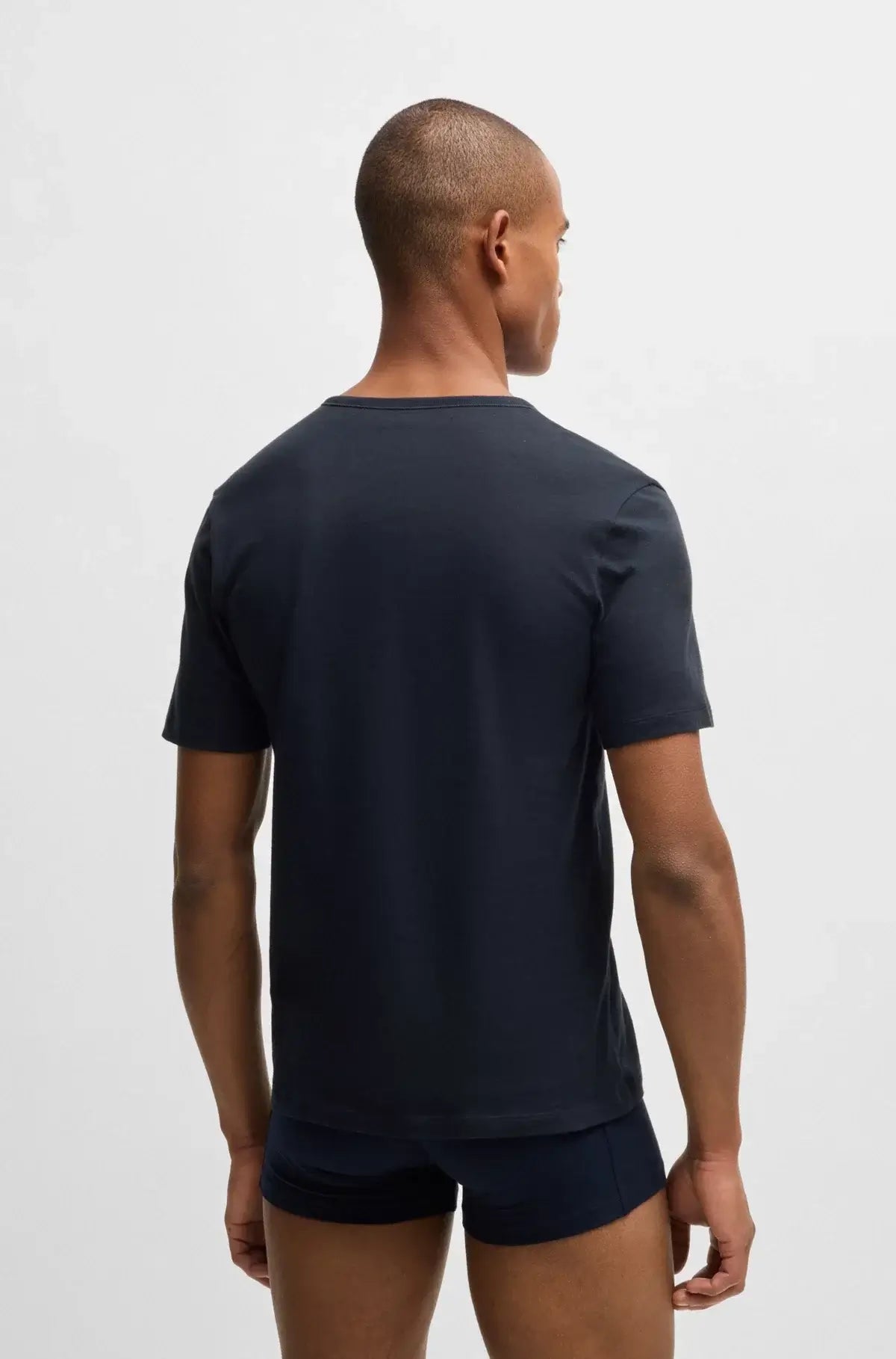 Boss 3 Pack Cotton Underwear T-Shirts With Logo Embroidered - Blue/Black