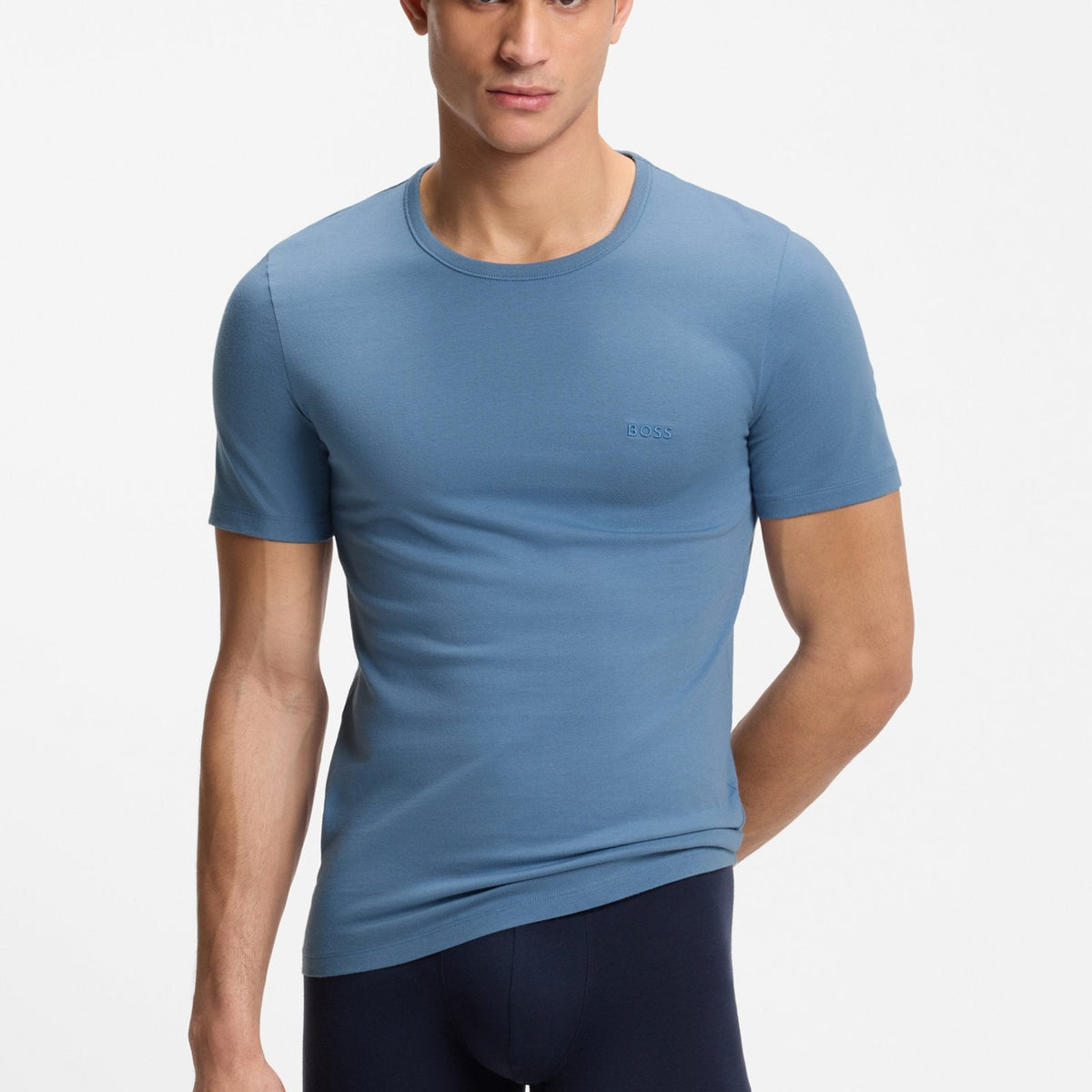 BOSS 50532468-979 Blue Cotton T-Shirt Front
