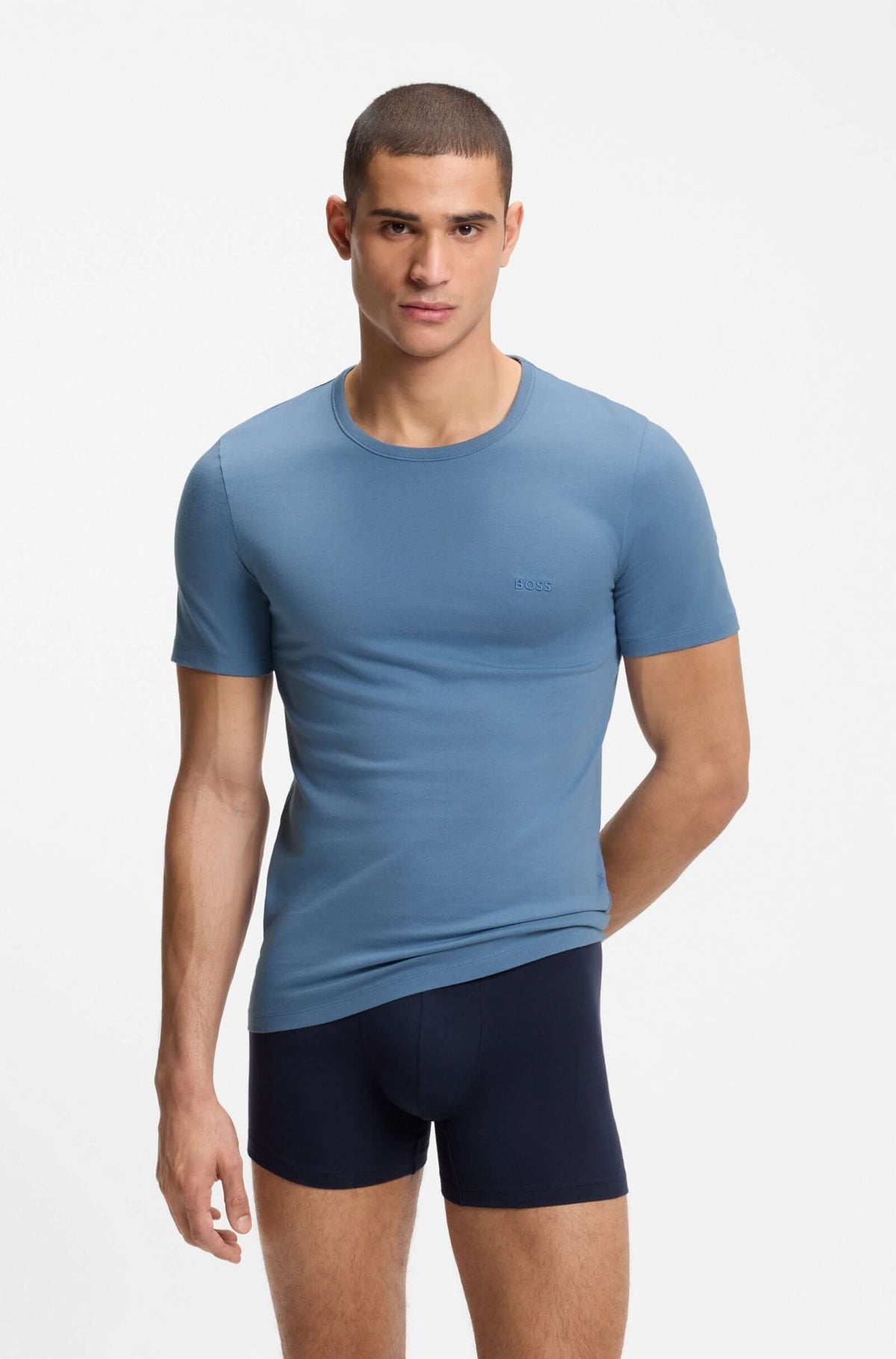 BOSS 50532468-979 Blue Cotton T-Shirt Front