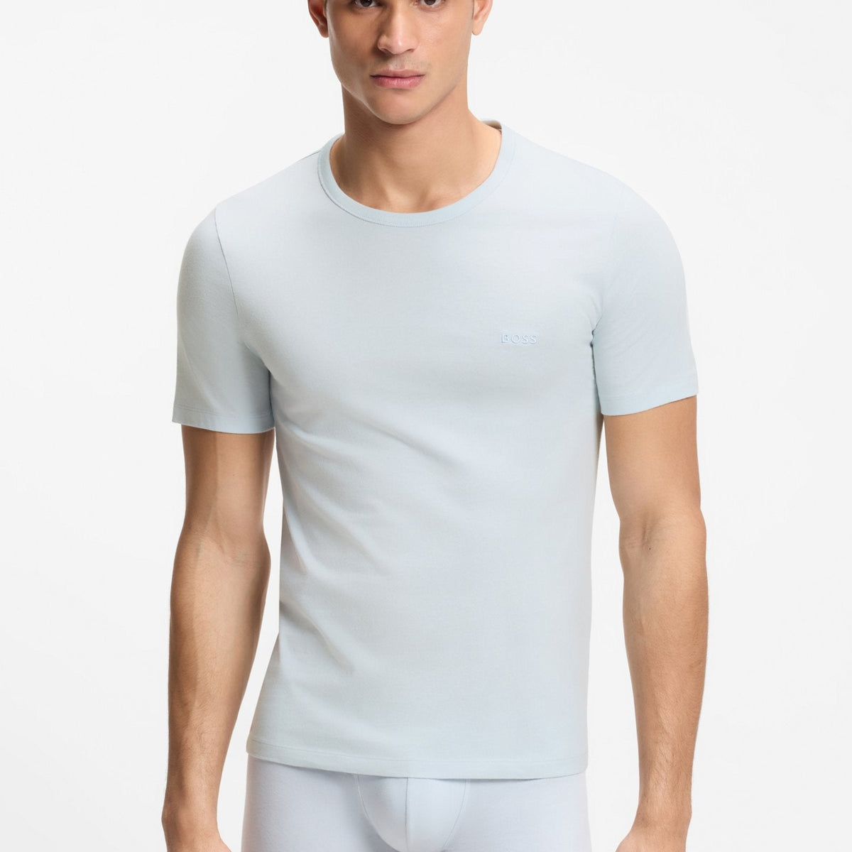 BOSS 50532468-979 Light Blue Cotton T-Shirt Front