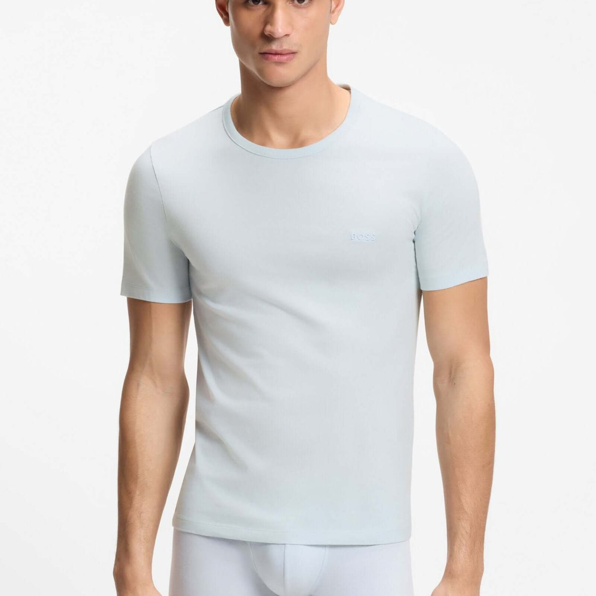 BOSS 50532468-979 Light Blue Cotton T-Shirt Front