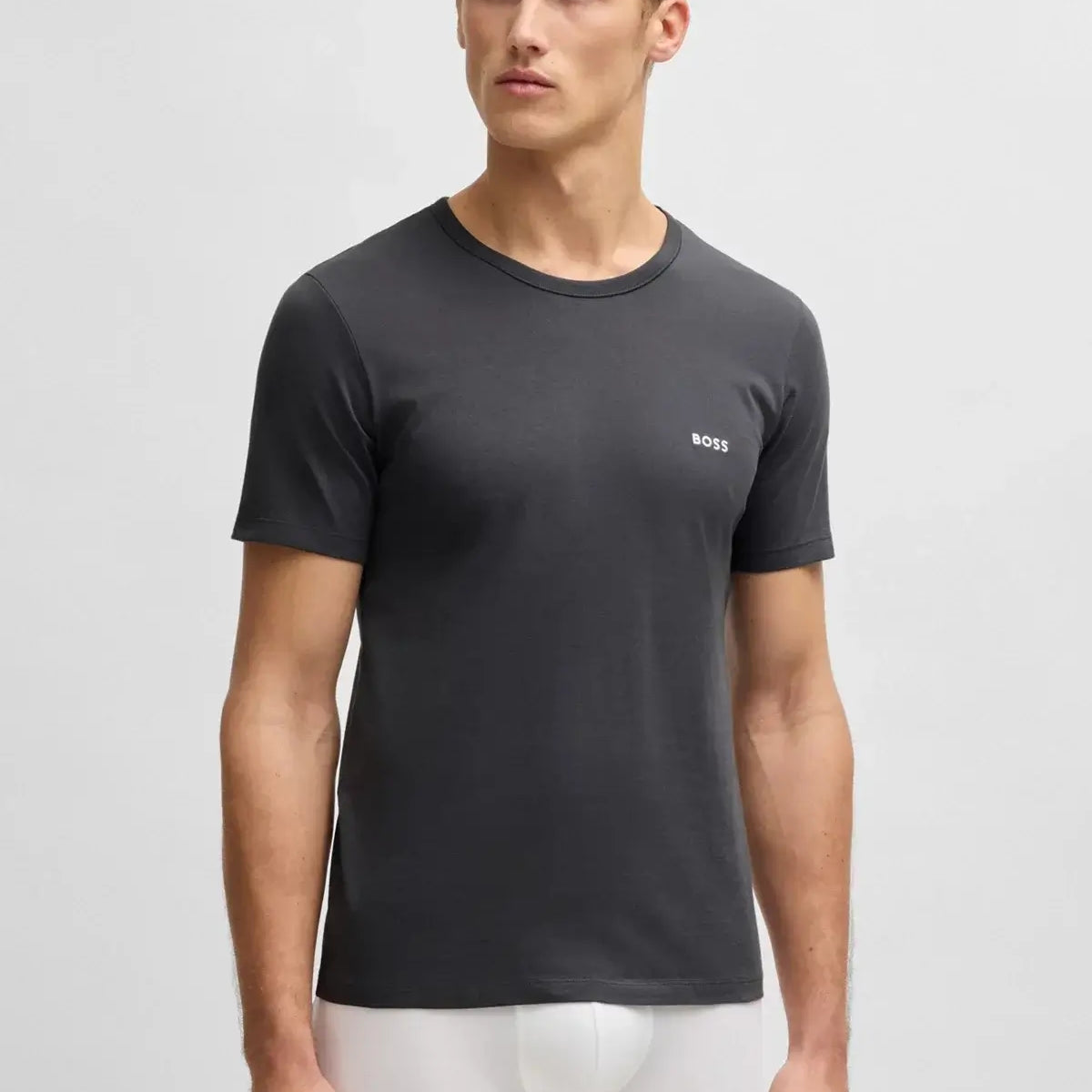 Boss 3 Pack Cotton Underwear T-Shirts With Logo Embroidered - White / Green / Grey