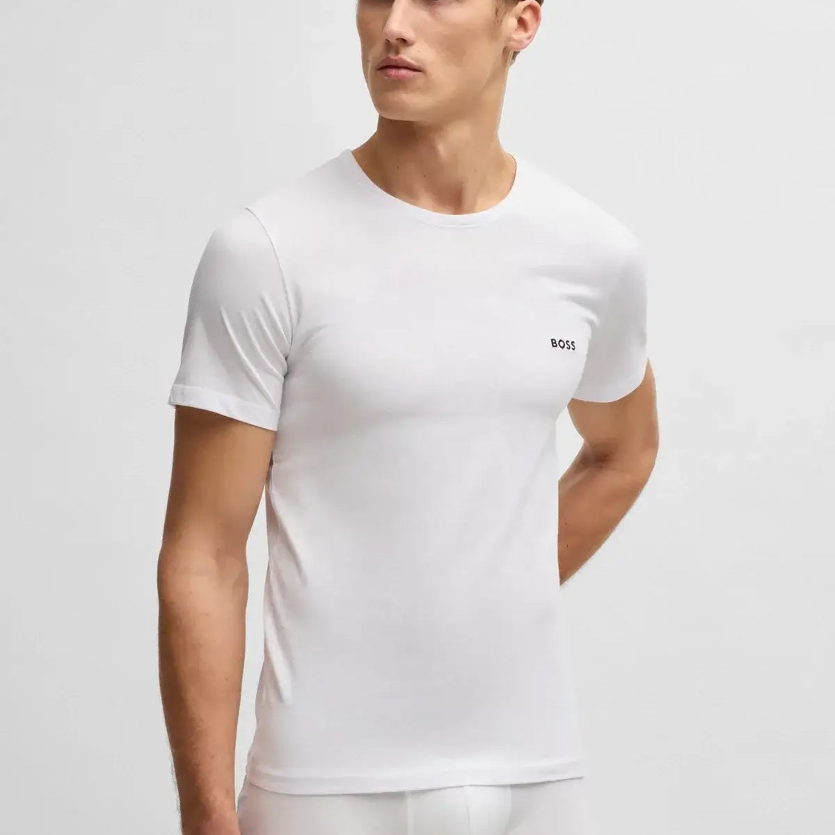 Boss 3 Pack Cotton Underwear T-Shirts With Logo Embroidered - White / Green / Grey