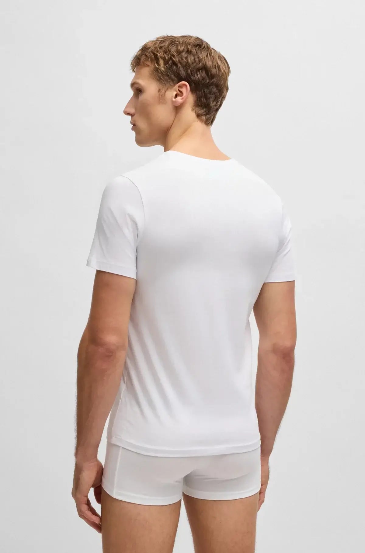 Boss 3 Pack Cotton Underwear T-Shirts With Logo Embroidered - White / Green / Grey