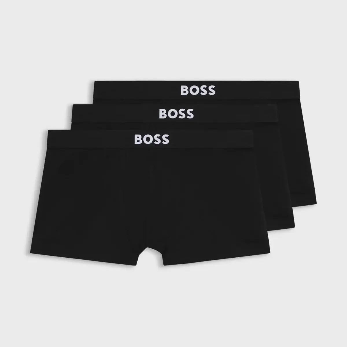 BOSS ONE Stretch-Cotton Trunks 3‑Pack – Regular Rise | Black Logo Waistbands