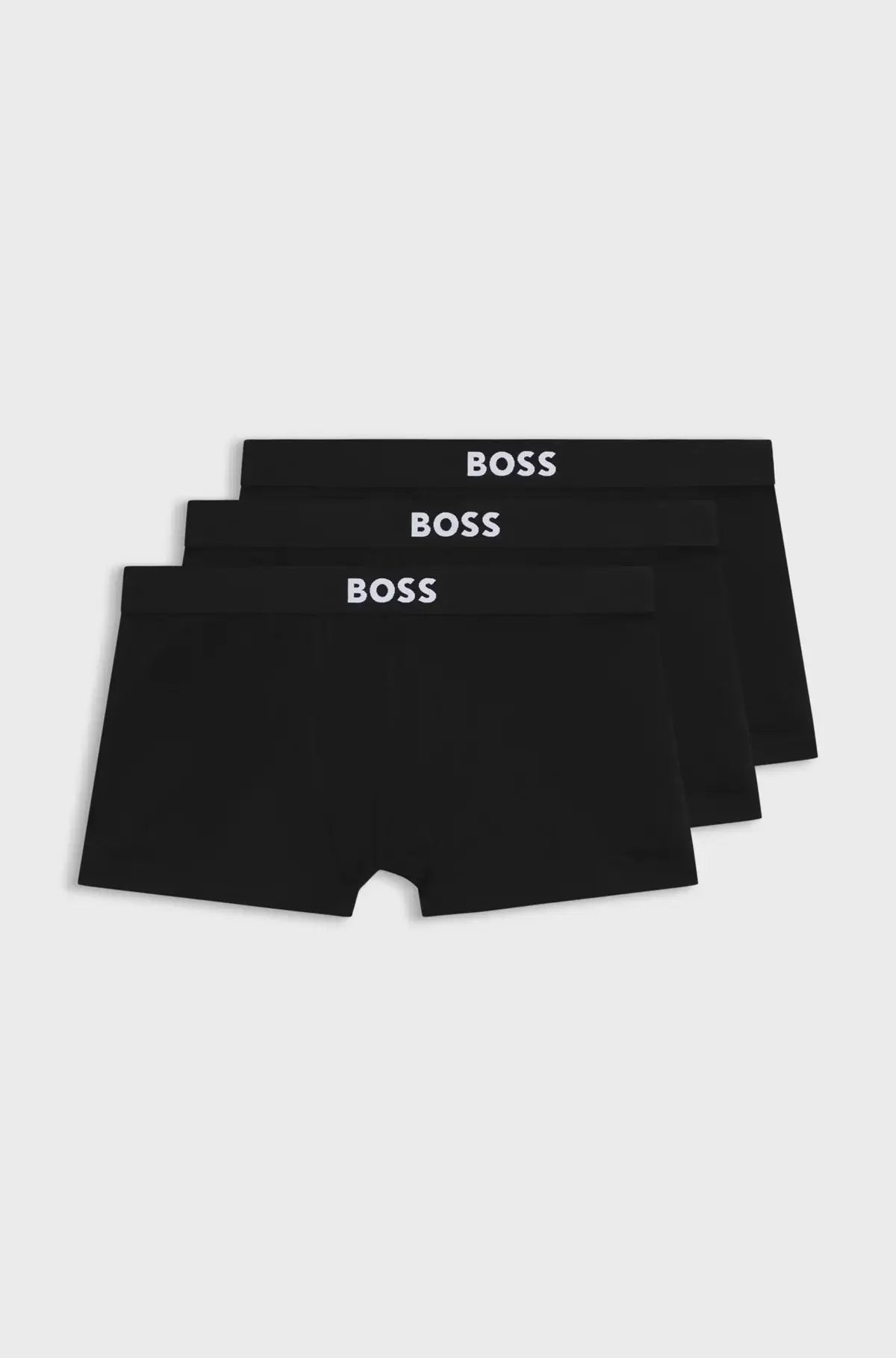 BOSS ONE Stretch-Cotton Trunks 3‑Pack – Regular Rise | Black Logo Waistbands