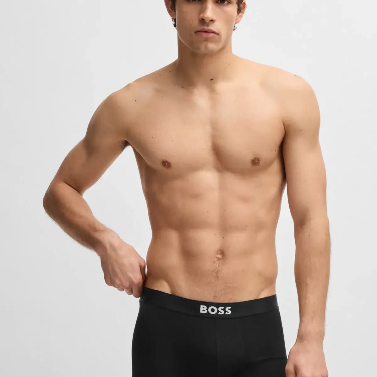 BOSS ONE Stretch-Cotton Trunks 3‑Pack – Regular Rise | Black Logo Waistbands