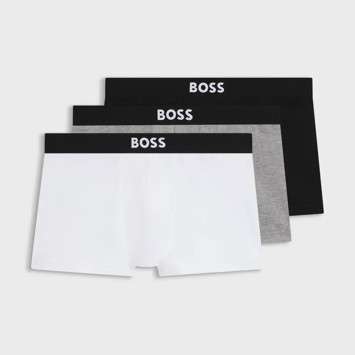 BOSS ONE Stretch-Cotton Trunks 3‑Pack – Regular Rise | Black / White / Grey