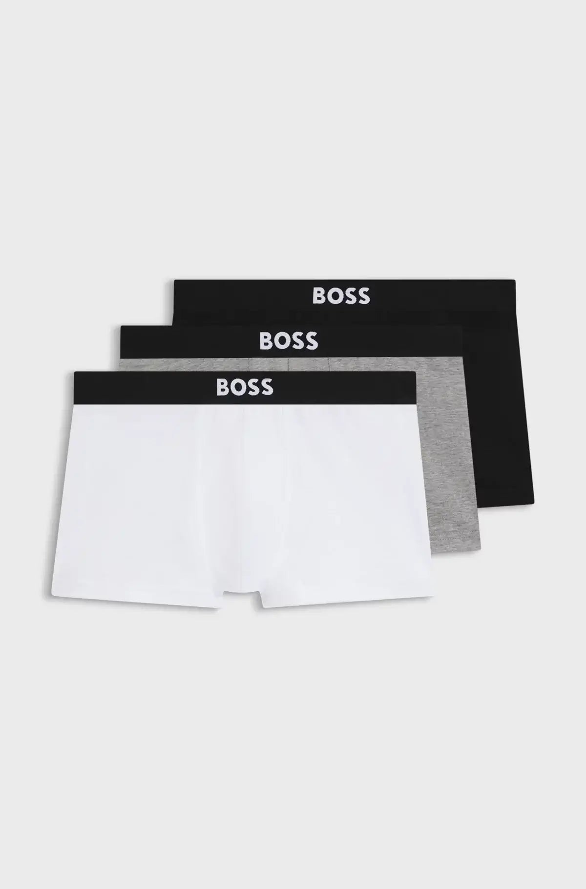 BOSS ONE Stretch-Cotton Trunks 3‑Pack – Regular Rise | Black / White / Grey
