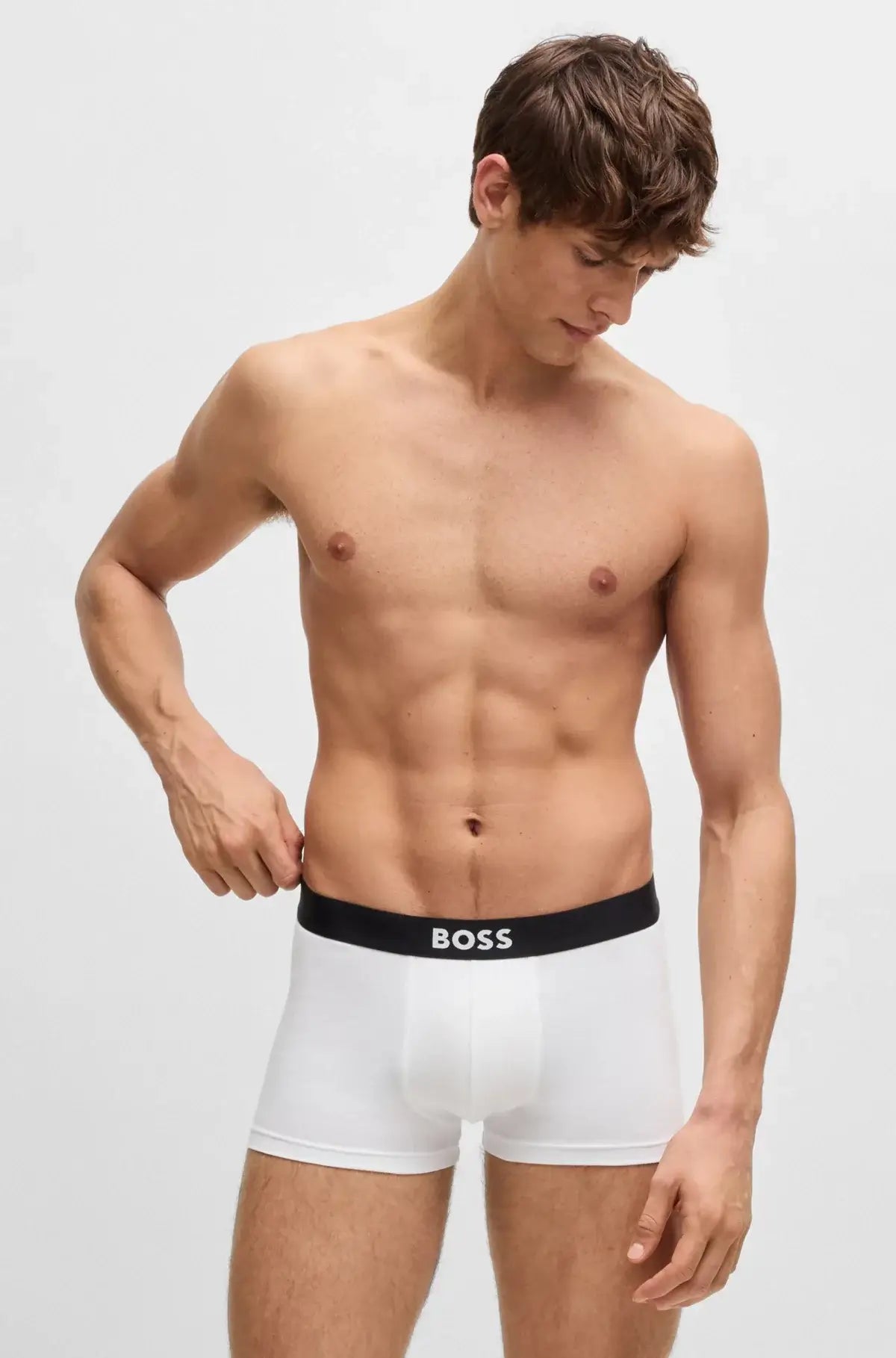BOSS ONE Stretch-Cotton Trunks 3‑Pack – Regular Rise | Black / White / Grey