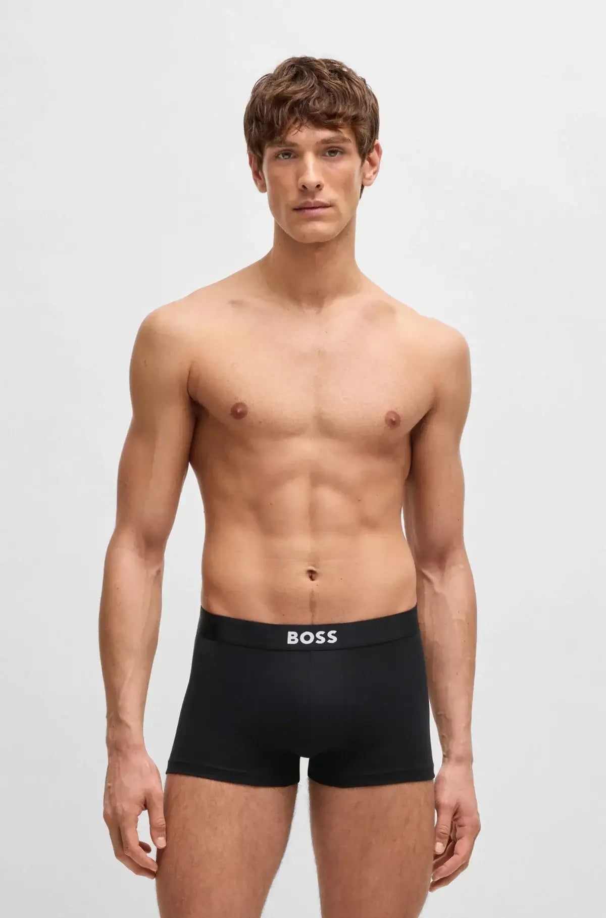BOSS ONE Stretch-Cotton Trunks 3‑Pack – Regular Rise | Black / White / Grey