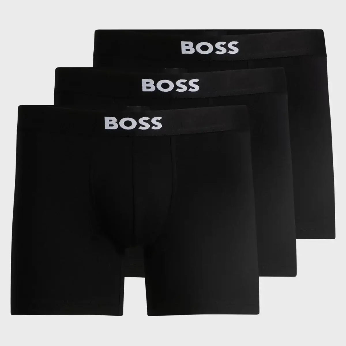 BOSS One 3‑Pack Stretch-Cotton Regular Rise Boxer Briefs , Black