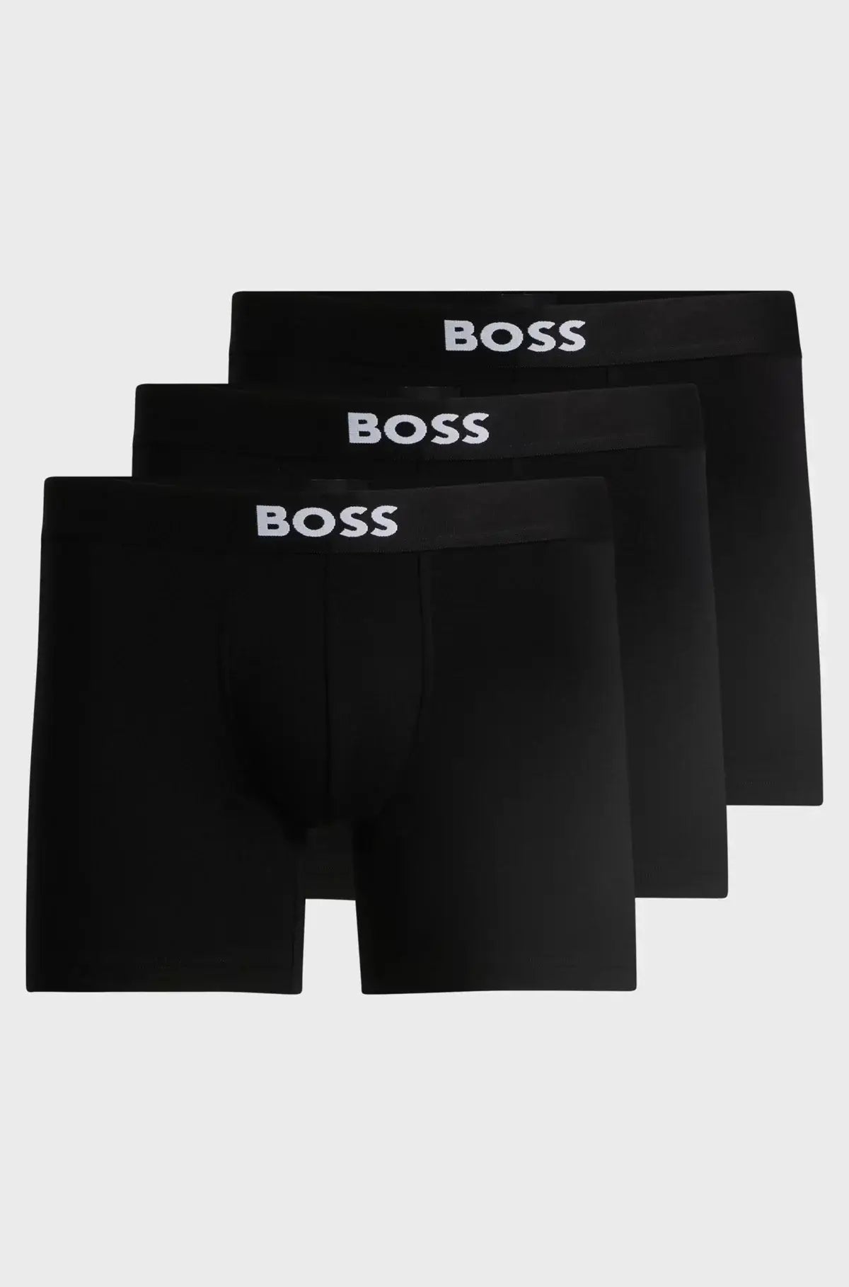 BOSS One 3‑Pack Stretch-Cotton Regular Rise Boxer Briefs , Black