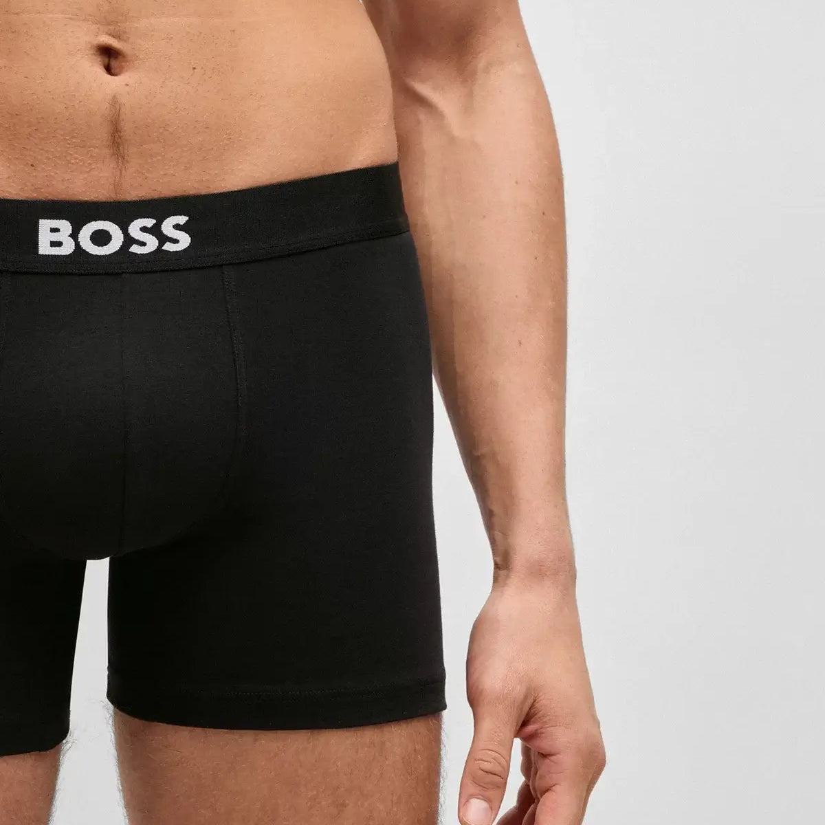 BOSS One 3‑Pack Stretch-Cotton Regular Rise Boxer Briefs , Black