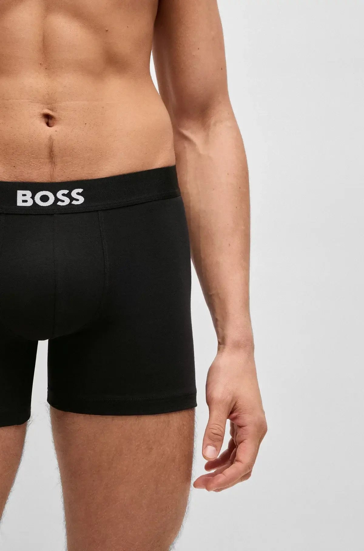 BOSS One 3‑Pack Stretch-Cotton Regular Rise Boxer Briefs , Black