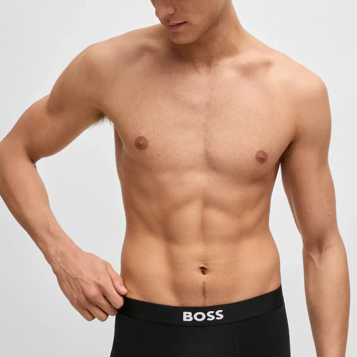 BOSS One 3‑Pack Stretch-Cotton Regular Rise Boxer Briefs , Black