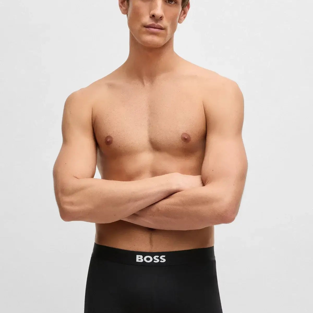 BOSS One 3‑Pack Stretch-Cotton Regular Rise Boxer Briefs , Black